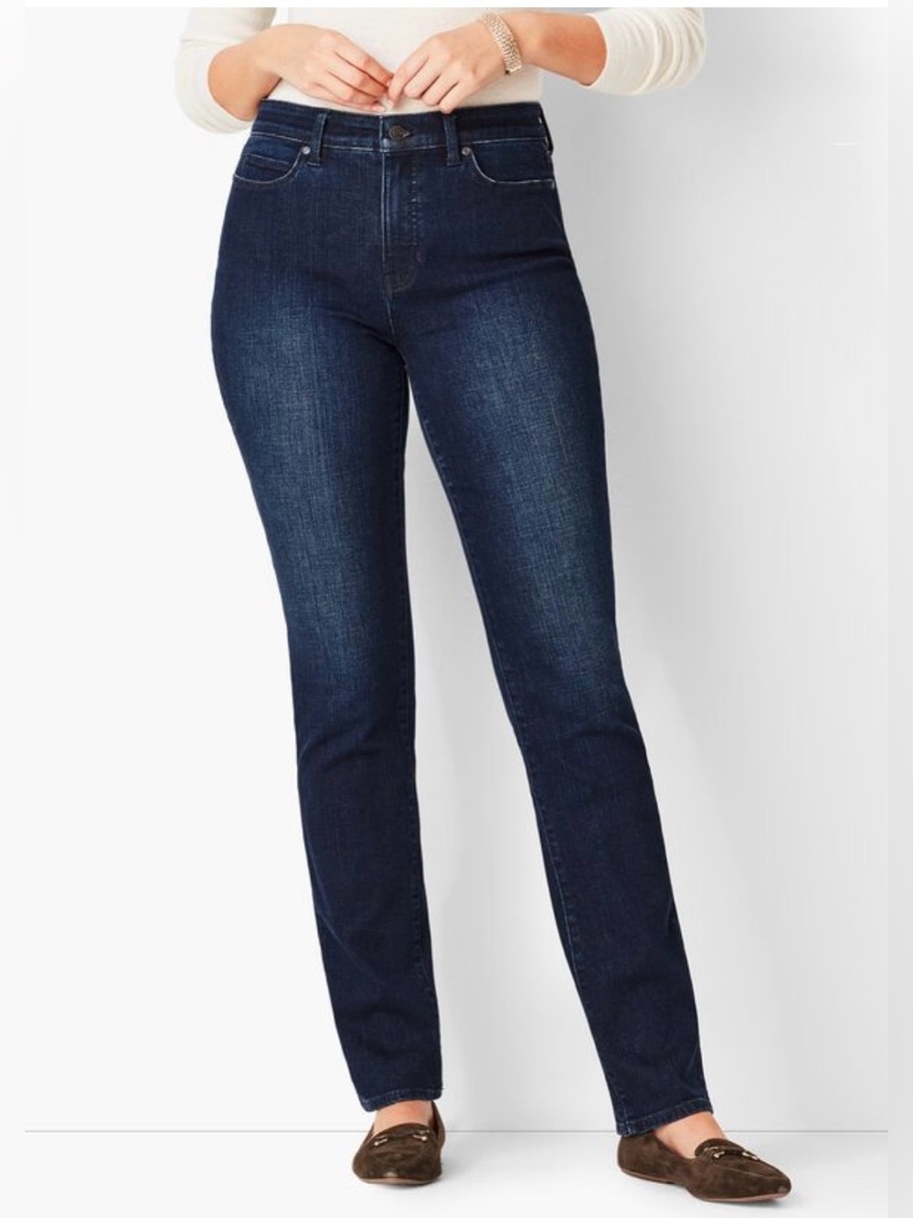 Talbots Simply Flattering High Waist Slimming Straight Leg Jeans Blue Size 10